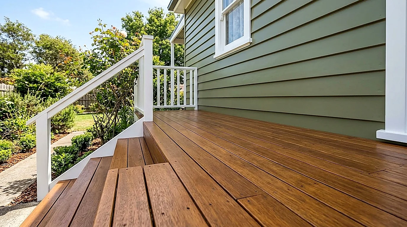 Restored and repainted weatherboard porch by Shreeji Painting